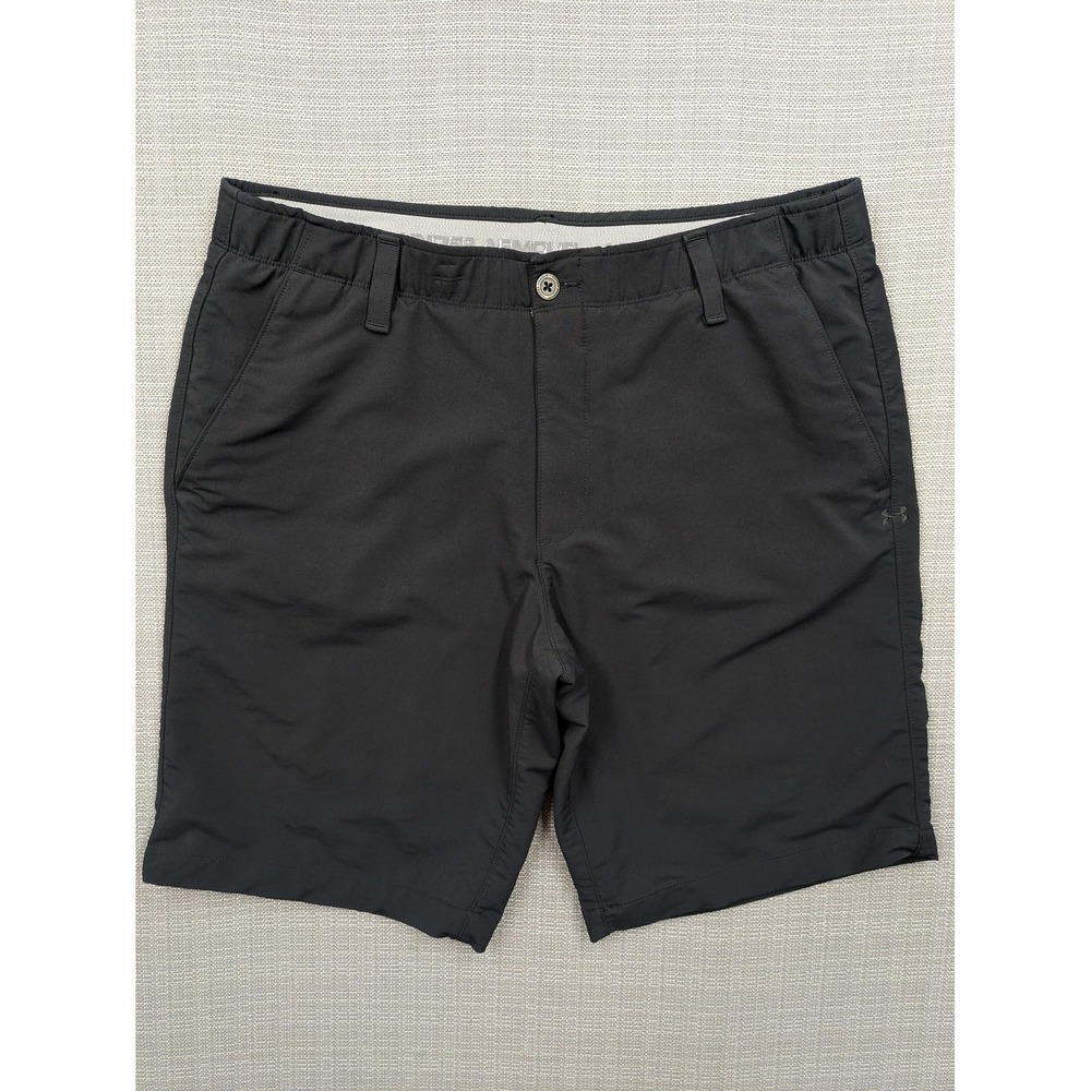 Under Armour Shorts Mens 38 Black HeatGear Golf 10 Inseam Stretch Lightweight